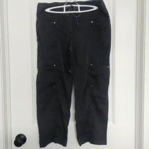 Eileen Fisher linen blend grey cropped cargo pants capris size Small